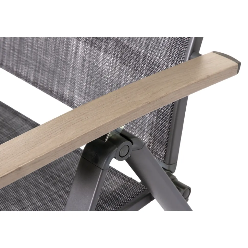 BRIGHTON - Fauteuil STELLA en alu et toile anthracite - 66x58x110 cm