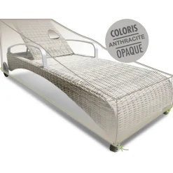 BRIGHTON - Housse pour bain de soleil en tissu anthracite - 200x72x110 cm