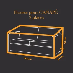 BRIGHTON - Housse pour canapé 2 places en polyester anthracite - 145x85x70 cm
