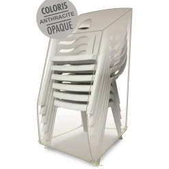 BRIGHTON - Housse pour chaises empilables en polyester gris - 66x66x110 cm