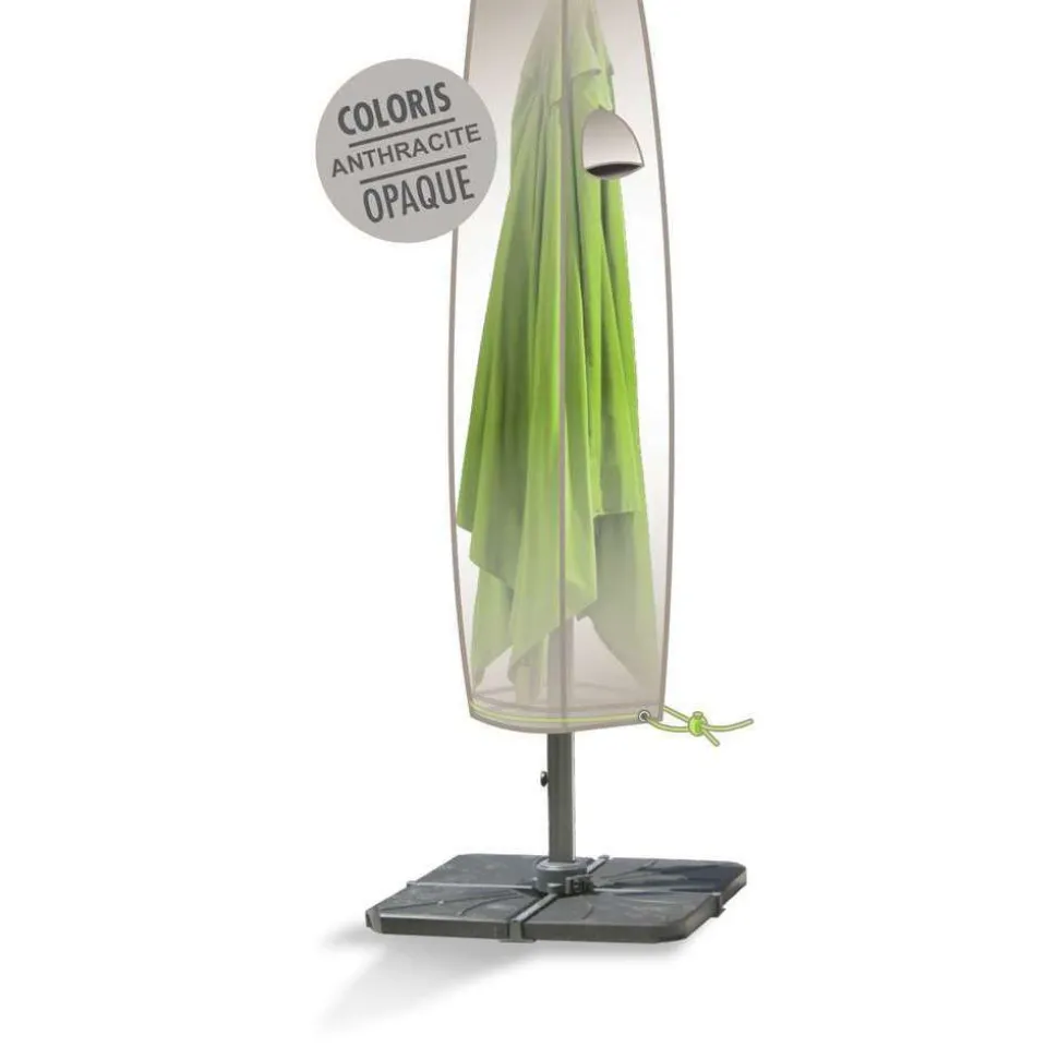 BRIGHTON - Housse pour parasol droit D.4 m polyester anthracite - H.200xD.25 cm