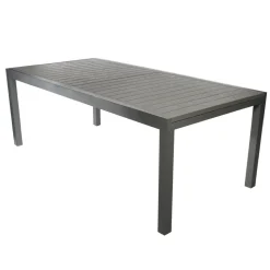 BRIGHTON - Table de jardin GAIA grise en aluminium - L 206/308 x l 100 x H 76