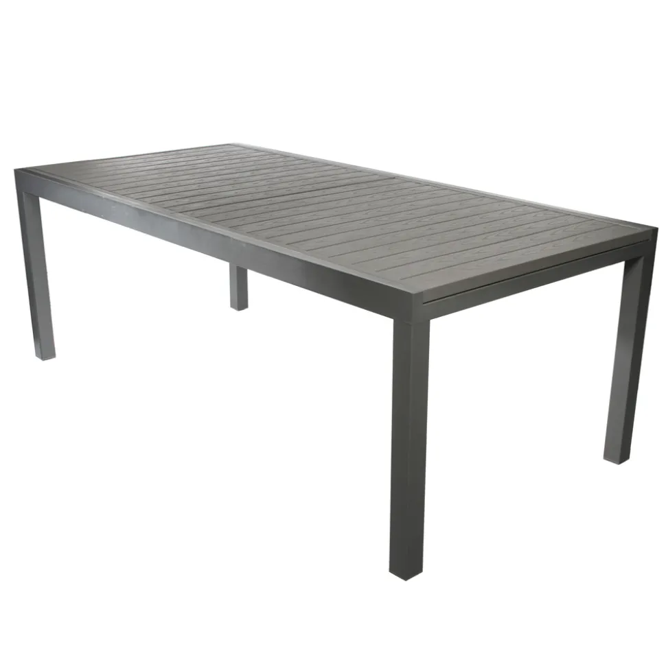 BRIGHTON - Table de jardin GAIA grise en aluminium - L 206/308 x l 100 x H 76