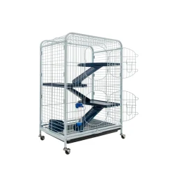Cage Tower à 3 étages pour chinchilla,furet : blanc,bleu Hauteur 93cm