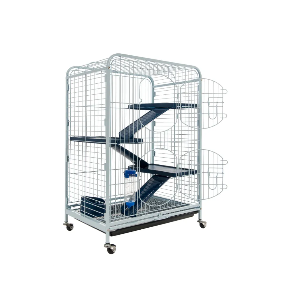 Cage Tower à 3 étages pour chinchilla,furet : blanc,bleu Hauteur 93cm