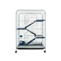 Cage Tower à 3 étages pour chinchilla,furet : blanc,bleu Hauteur 93cm