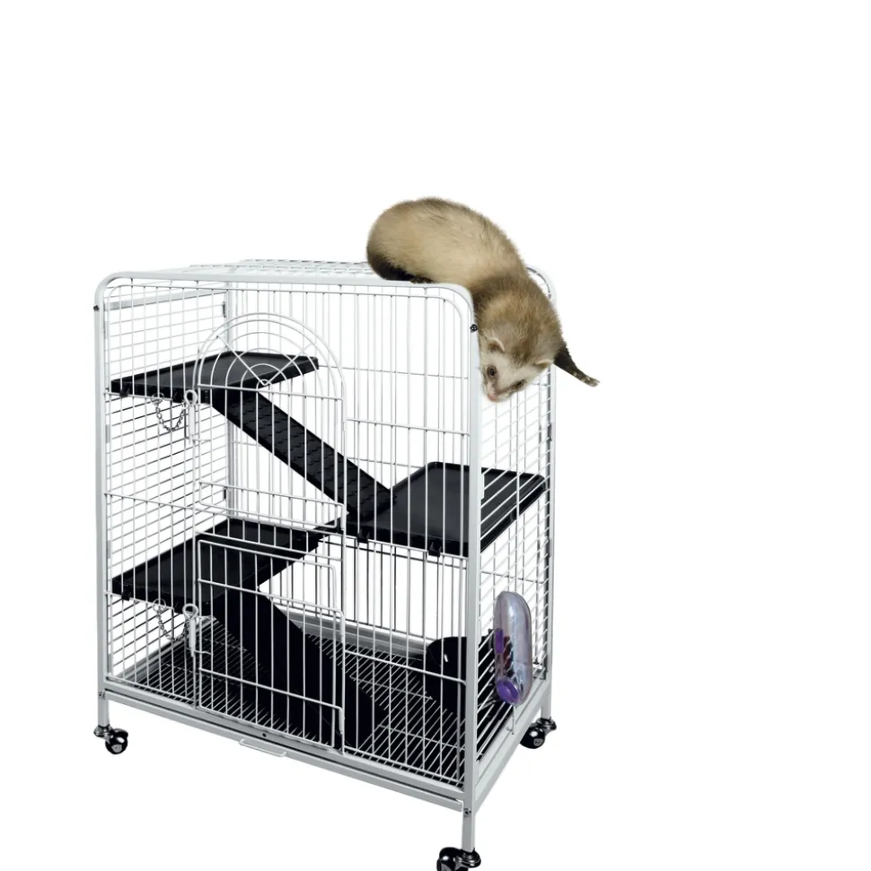Cage Tower à 3 étages pour chinchilla,furet : blanc,bleu Hauteur 93cm