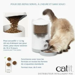 CAT IT - Catit - pixi distributeur de croquettes connecté pour chat - 1,2 kg (contrôlé par une application)