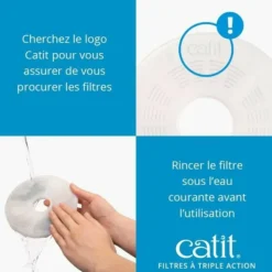 CAT IT - Filtre - catit - triple action - pack de 12 - eau propre - prévention maladies urinaires
