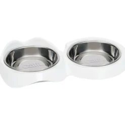 CAT IT - Gamelle pour chat - catit - pixi - 2 x 200ml - double - bols en acier inoxydable amovibles - blanc