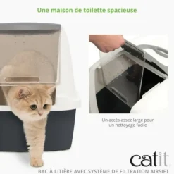 CAT IT - Maison de toilette bac a litiere pour chat - catit - airsift regular - systeme de filtration intégré - l. 57 x l. 39 x h. 46,5