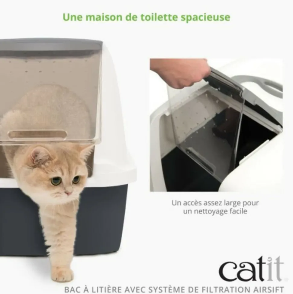 CAT IT - Maison de toilette bac a litiere pour chat - catit - airsift regular - systeme de filtration intégré - l. 57 x l. 39 x h. 46,5