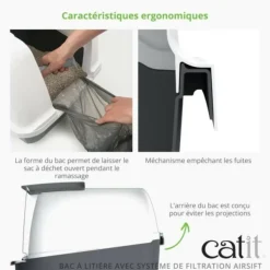 CAT IT - Maison de toilette bac a litiere pour chat - catit - airsift regular - systeme de filtration intégré - l. 57 x l. 39 x h. 46,5