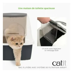 CAT IT - Maison de toilette bac a litiere pour chat - catit - airsift regular - systeme de filtration intégré - l. 57 x l. 39 x h. 46,5