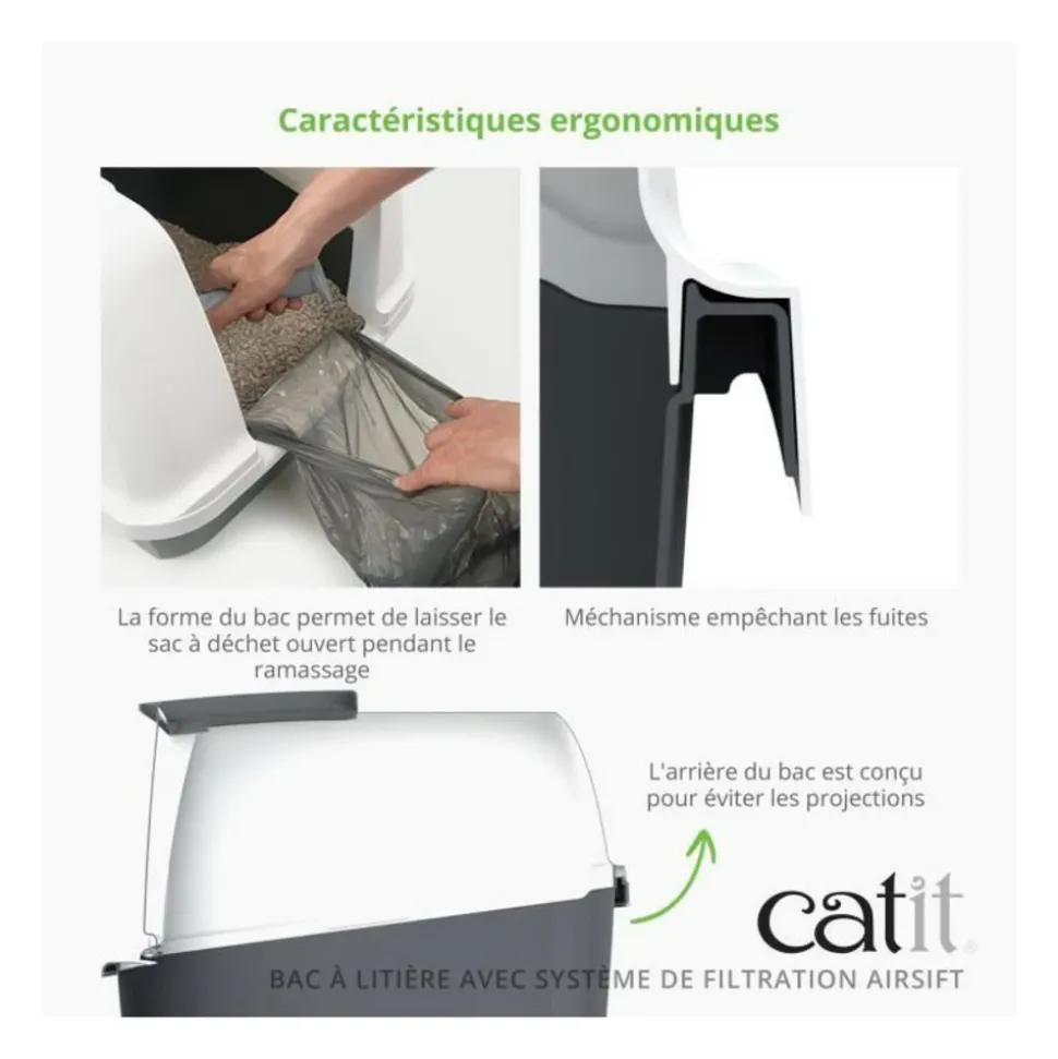 CAT IT - Maison de toilette bac a litiere pour chat - catit - airsift regular - systeme de filtration intégré - l. 57 x l. 39 x h. 46,5