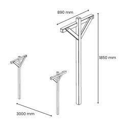 CERLAND - Etendoir à linge - 185 x 90 x 300 cm