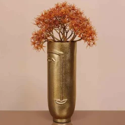 CHEHOMA - Vase haut face laiton doré 28x10x10cm