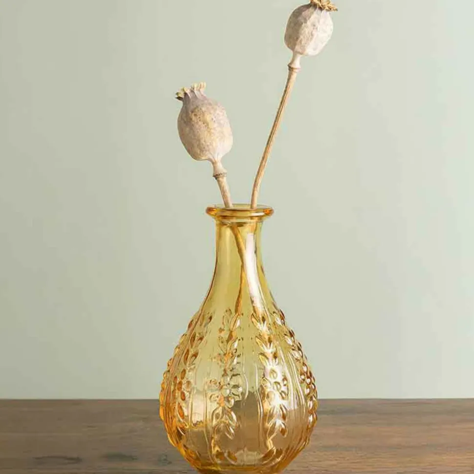 CHEHOMA - Vase liseron ambre verre 15x9x9cm