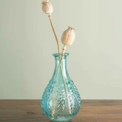 CHEHOMA - Vase liseron bleu verre 15x9x9cm