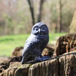 CHEMIN DE CAMPAGNE - Chouette en fonte noire à poser 18 x 11 cm