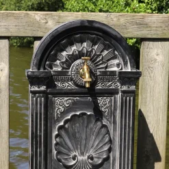 CHEMIN DE CAMPAGNE - Fontaine de jardin extérieur en fonte aluminium noire 42 x 32 x 84 cm