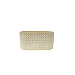 CHEMIN DE CAMPAGNE - Jardinière "cannage" béton beige et blanc 26.5 x 15 x 13 cm