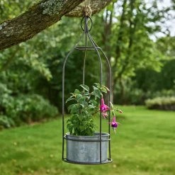 CHEMIN DE CAMPAGNE - Jardinière extérieure pot fleurs jardin métal gris ø12x41.5cm