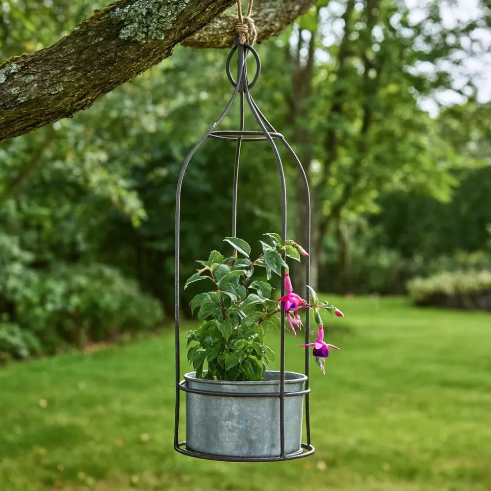 CHEMIN DE CAMPAGNE - Jardinière extérieure pot fleurs jardin métal gris ø12x41.5cm