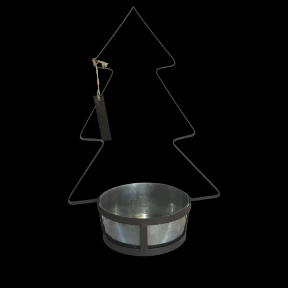 CHEMIN DE CAMPAGNE - Jardinière extérieure sapin de noël métal gris 21x19x25.5cm