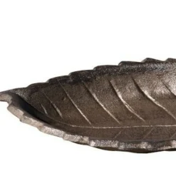 CHEMIN DE CAMPAGNE - Mangeoire à oiseaux feuille abreuvoir jardin en fonte marron 26cm
