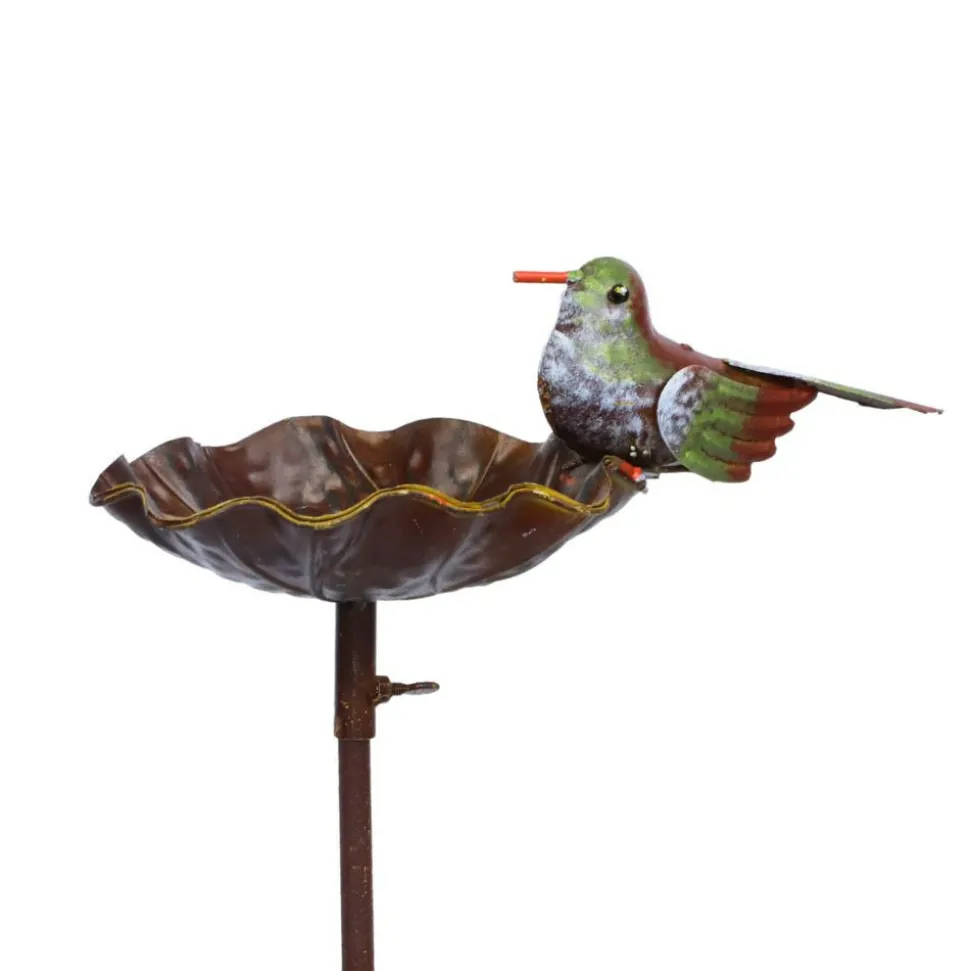 CHEMIN DE CAMPAGNE - Mangeoire à oiseaux pique jardin abreuvoir fer marron 103 cm