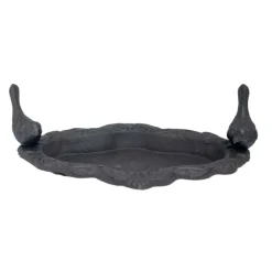 CHEMIN DE CAMPAGNE - Mangeoire à oiseaux abreuvoir jardin en fonte marron 27.5cm