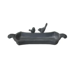 CHEMIN DE CAMPAGNE - Mangeoire à oiseaux abreuvoir jardin fonte grise 30cm