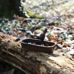 CHEMIN DE CAMPAGNE - Mangeoire à oiseaux abreuvoir jardin fonte marron 26cm