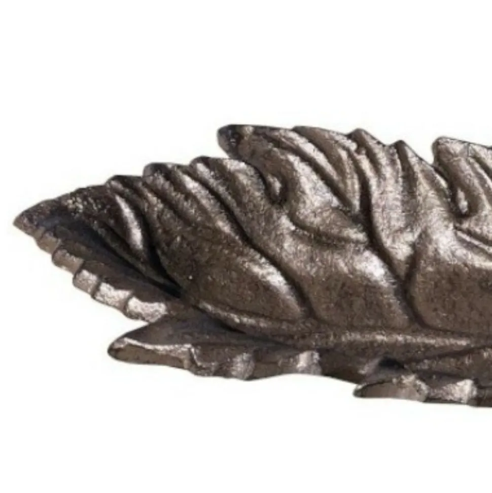 CHEMIN DE CAMPAGNE - Mangeoire à oiseaux abreuvoir jardin feuille en fonte marron 26cm