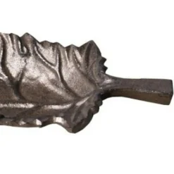 CHEMIN DE CAMPAGNE - Mangeoire à oiseaux abreuvoir jardin feuille en fonte marron 26cm