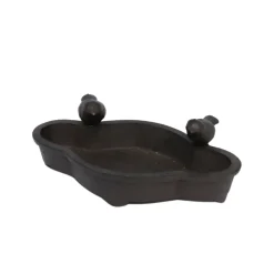 CHEMIN DE CAMPAGNE - Mangeoire à oiseaux abreuvoir jardin en fonte marron 19cm