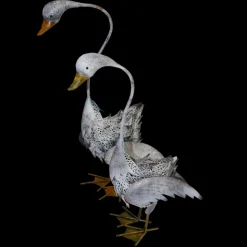 CHEMIN DE CAMPAGNE - Set de 2 canes en métal gris et orange ht.58-72 cm