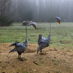 CHEMIN DE CAMPAGNE - Set de 2 canes en métal gris et orange ht.58-72 cm