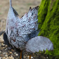 CHEMIN DE CAMPAGNE - Set de 2 canes en métal gris et orange ht.58-72 cm