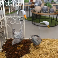 CHEMIN DE CAMPAGNE - Set de 2 canes en métal gris et orange ht.58-72 cm