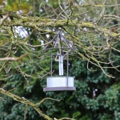 CHEMIN DE CAMPAGNE - Set2 mangeoires oiseaux abreuvoir jardin métal gris 28.5-41cm