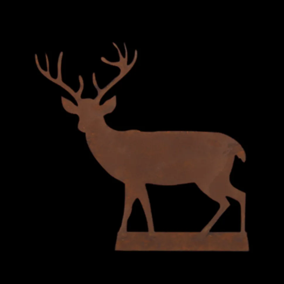 CHEMIN DE CAMPAGNE - Statue statuette cerf extérieur jardin métal rouillé marron 130cm