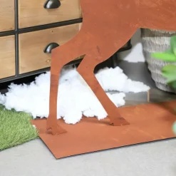 CHEMIN DE CAMPAGNE - Statue statuette cerf extérieur jardin métal rouillé marron 130cm