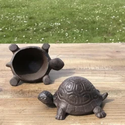 CHEMIN DE CAMPAGNE - Tortue cache-clé en fonte marron 11.5 x 7 x 5 cm