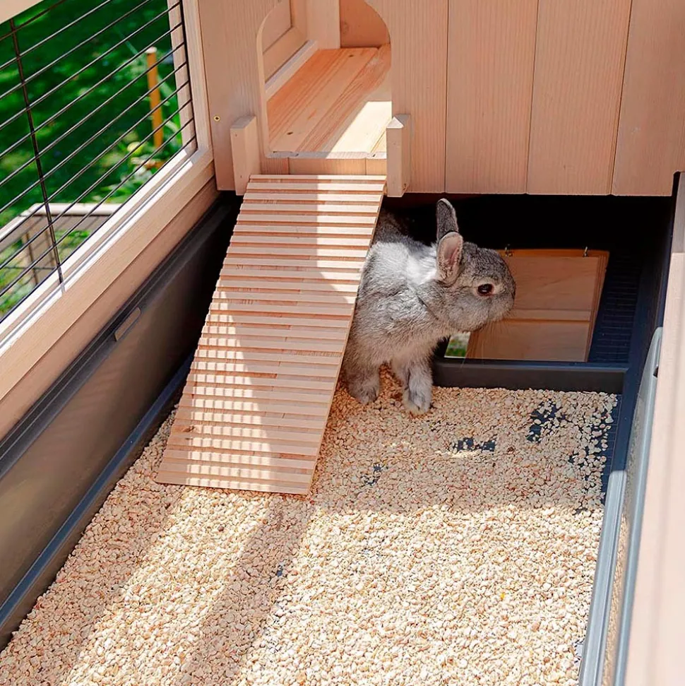 Clapier d'extérieur ranch 120 max en bois fsc, deux étages, rez-de-chaussée amovible, accessoires inclus