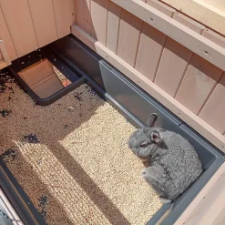 Clapier d'extérieur ranch 120 max en bois fsc, deux étages, rez-de-chaussée amovible, accessoires inclus