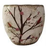 CLAYRE & EEF - Pot de fleurs motif floral beige céramiques 14x14x14cm