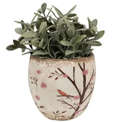 CLAYRE & EEF - Pot de fleurs motif floral beige céramiques 14x14x14cm