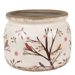 CLAYRE & EEF - Pot de fleurs rond branche et oiseaux 20x15cm